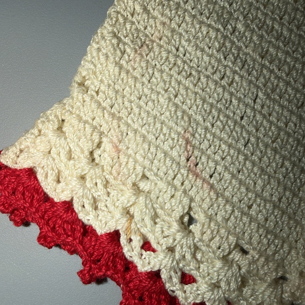 Crochet Potholder Dress Bloomers Red White 50s Handmade Cottagecore Grandma Vtg - Picture 9 of 10